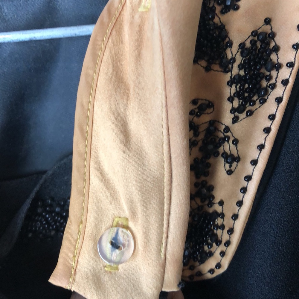 Morgan Miller Vintage Beaded Black Gold Skirt Suit - Picture 4 of 15